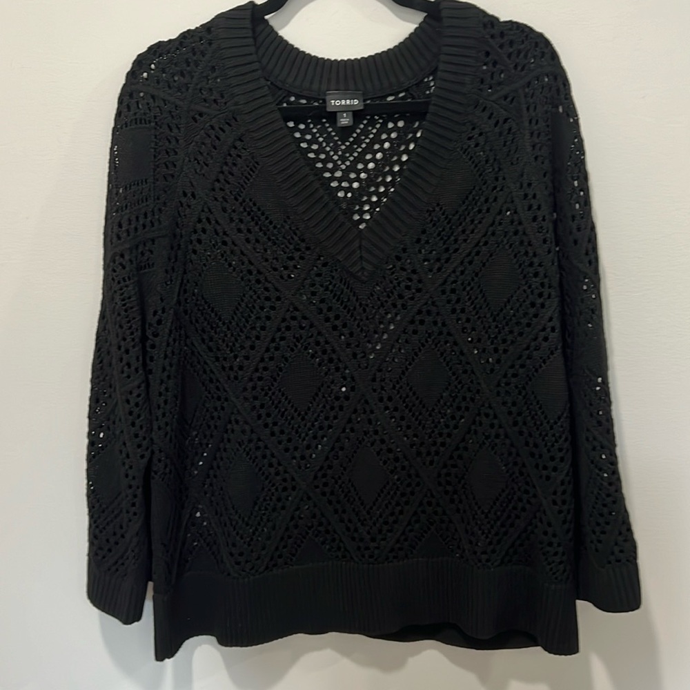 Torrid Crochet Black Sweater.